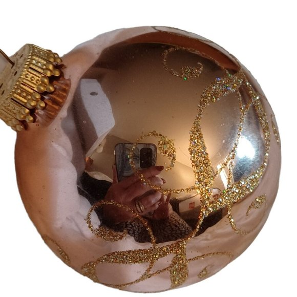 Vtg Krebs Christmas Ornament 2.5"x 2.5" Gold w/Gold Sparkles Keepsake Gift - Picture 2 of 4